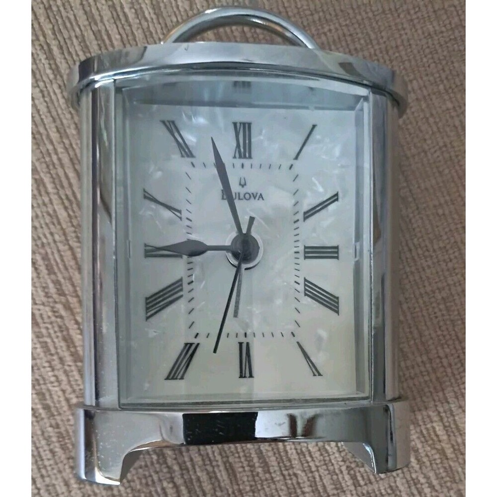Pearl Face Bulova Mantel/ Desk Clock